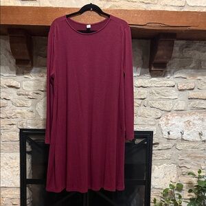 Old Navy Long Sleeve Dress in Burgundy